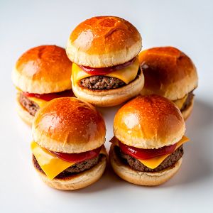 "CASH&CARRY" MINI CHEESE BURGER 30gr BANDEJA 24und (CAJA 3 BANDEJAS)