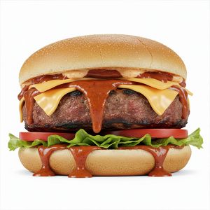 KIT MEGA BURGER 220gr "PAN + CARNE + SALSA + BANDERA" (CAJA 4und) 