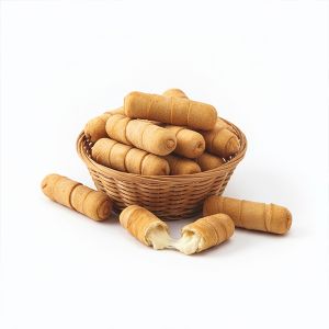 TEQUEÑO "PREFRITO" DE MAIZ DULCE Y QUESO EDAM 37gr/aprox BOLSA 1'5kg/40und/aprox  (CAJA 2 BOLSAS)