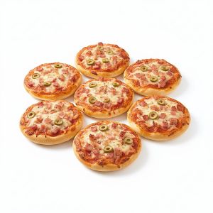 MINI PIZZAS JAMON Y BACON 13gr BOLSA 50und (CAJA 2 BOLSAS)