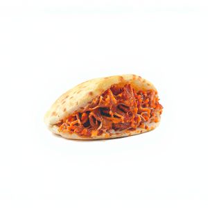 MICRO PITA RELLENA PULLED PORK  "CAJUN" 15gr / 3,5cm BANDEJA 80und (CAJA 2 BANDEJAS)