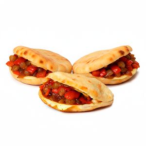 MICRO PITA RELLENA "VEGETARIANA"  15gr aprox / 3,5cm BANDEJA 80und (CAJA 2 BANDEJAS)