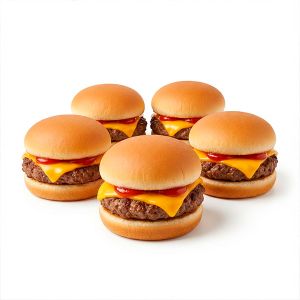 MINI CHEESE BURGER "hechas" L'ELITE 30gr / 4cm BANDEJA 6und (CAJA 15 BANDEJAS)