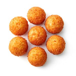 MINI CROQUETAS CABRALES Y NUEZ "CROCON" 15gr / 3cm BANDEJA 1kg (CAJA 3 BANDEJAS 200und aprox)