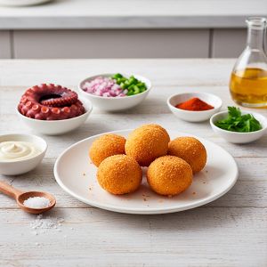 MINI CROQUETAS PULPO A FEIRA "CROCON" 15gr / 3cm BANDEJA 1kg (CAJA 3 BANDEJAS 200und aprox)