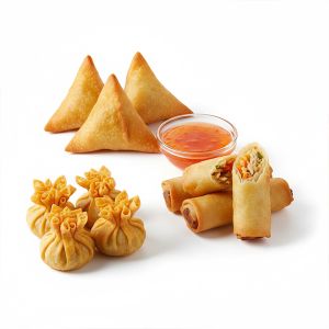 SURTIDO ASIATICO 4 DELICIAS MARISCO, POLLO, PATO Y VERDURAS 20gr ESTUCHE 80uds (CAJA DE 4 ESTUCHE)